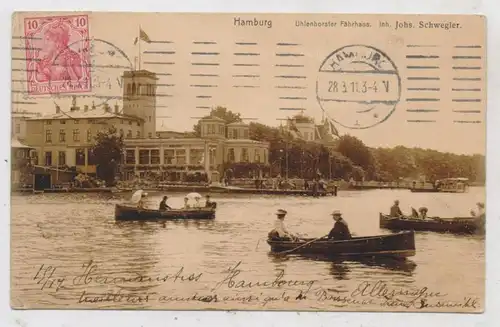 2000 HAMBURG - UHLENHORST, Kahnpartie am Uhlenhorster Fährhaus, 1911