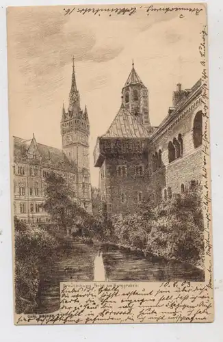 3300 BRAUNSCHWEIG, Partie am Burggraben, Künstler-Karte Carl Fischer, 1903