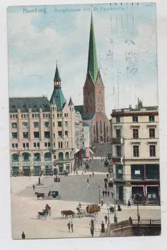 2000 HAMBURG, Altstadt, Bergstrasse, Cafe Belvedere, St. Petrikirche, belebte Szene, 1909