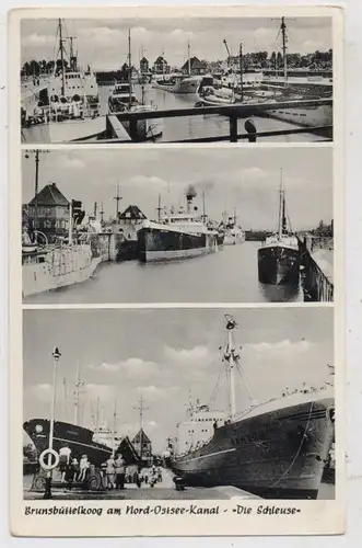 2212 BRUNSBÜTTELKOOG, Schleuse, Frachtschiffe "POMONA" & "RANTUM", 1955