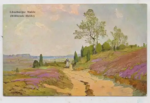 212 LÜNEBURGER HEIDE, "Blühende Haide", Künstler-Karte, ca. 1905