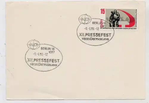 DDR - 1969, Sonderstempel Pressefest Neues Deutschland Berlin