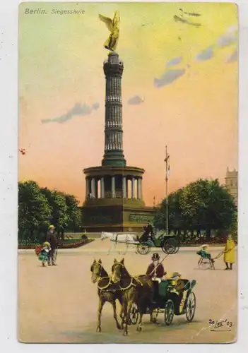 1000 BERLIN - TIERGARTEN, Siegessäule, Droschken, 1909