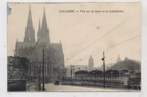 5000 KÖLN, Blick von der Rampe der Hohenzollern-Brücke auf Bahnhof und Kölner Dom, 1926, ungewöhnliche Ansicht