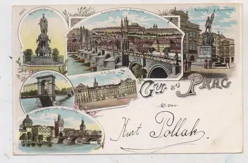 CZ 10000 PRAHA / PRAG, Lithographie 1897, 6 Ansichten