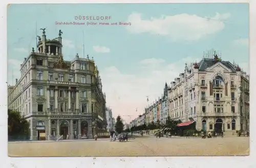 4000 DÜSSELDORF, Graf Adolf Strasse, Hotel Hansa und Bristol, 1910