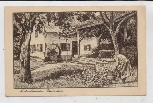 LANDWIRTSCHAFT - Niederrheinisches Bauernhaus, Künstler-Karte 1921