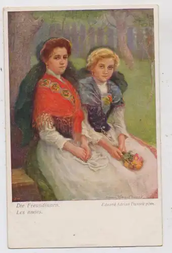 KÜNSTLER / Artist - EDUARD ADRIAN DUSSEK, "Die Freundinnen", Verlag Brüder Kohn Wien # 1821