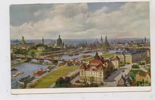 0-8000 DRESDEN, Vogelperspektive II, Künstler-Karte Michalsky, 1909