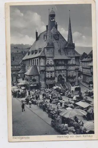 0-3706 WERNIGERODE, Markttag vor dem Rathaus, 1940