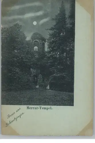 6830 SCHWETZINGEN, Marcur-Tempel, Mondscheinkarte, ca. 1900