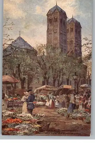 5000  KÖLN, Blumenmarkt auf dem Gereonsdriesch, Künstler-karte Rüdell