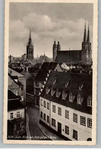 0-4000 HALLE / Saale, Blick vom Dom auf die 5 Türme, 1941, Verlag Hirte