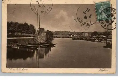 6600 SAARBRÜCKEN, Hafen, Binnenschiffe, Fischerboote, 1923, Verlag Hartmann - Mannheim