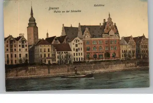 2800 BREMEN, Reisbörse, Partie an der Schlachte, 1909, kl. Druckstelle