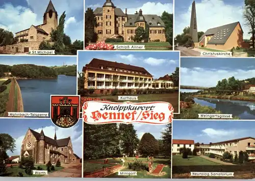 5202 HENNEF, Mehrbild-AK, Stadtwappen