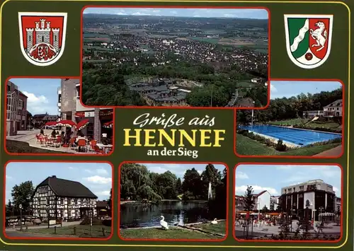 5202 HENNEF, Mehrbild-AK, Stadtwappen