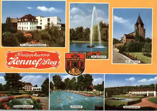 5202 HENNEF, Mehrbild-AK, Stadtwappen