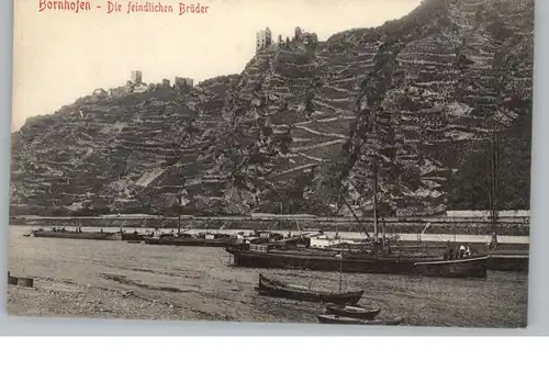 5424 KAMP - BORNHOFEN, Die feindlichen Brüder, Rhein-Frachtschiffe, 1908, Verlag Stengel
