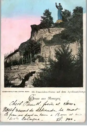5480 REMAGEN, Hl. Franciskus-Statue auf dem Apollinarisberg, 1901