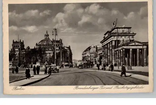 1000 BERLIN, BRANDENBURGER TOR und Reichstagsgebäude, belebte Szene