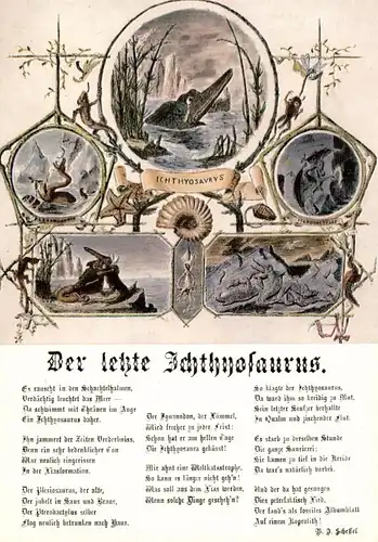PRÄHISTORISCHE TIERE - "Der letzte Ichthyosaurus", Gedicht v. Viktor v. Scheffel