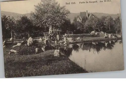 6482 BAD ORB, Partie am Weiher im Kurpark, 1915
