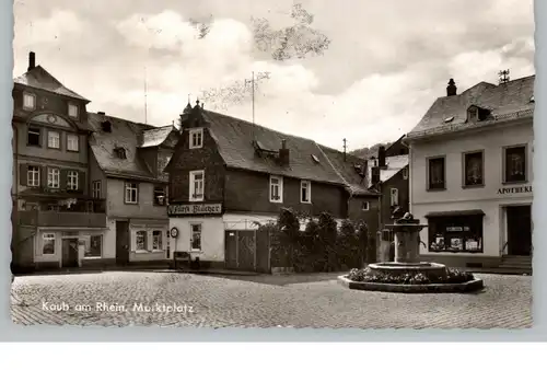 5425 KAUB, Marktplatz, Apotheke, FÜRST BLÜCHER, Brunnen, 1966