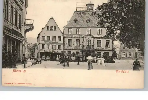 5483 BAD NEUENAHR - AHRWEILER, Marktplatz, Hotel zum Stern, Cigarrenhandlung Eller, belebte Szene, ca. 1905