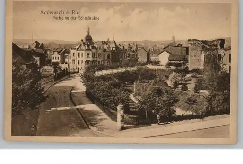 5470 ANDERNACH, Partie an der Schloßruine, Litfaßsäule, Verlag Engers