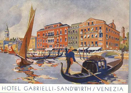 I 30100 VENEZIA / VENEDIG, Hotel Gabrielli - Sandwirth, Künstler-Karte