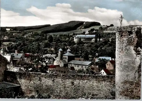 5358 BAD MÜNSTEREIFEL, Blick über den Ort, 60er jahre handcoloriert