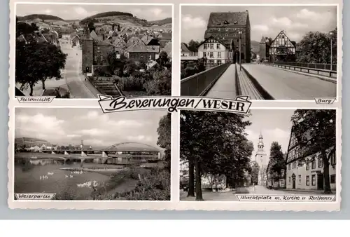 3472 BEVERUNGEN, Burg, Marktplatz, Weser, Blick auf die Stadt, 1959