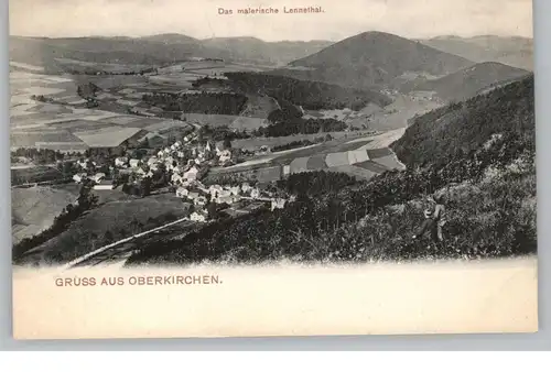 5948 SCHMALLENBERG - OBERKIRCHEN, Blick über den Ort und Lennetal, ca. 1910