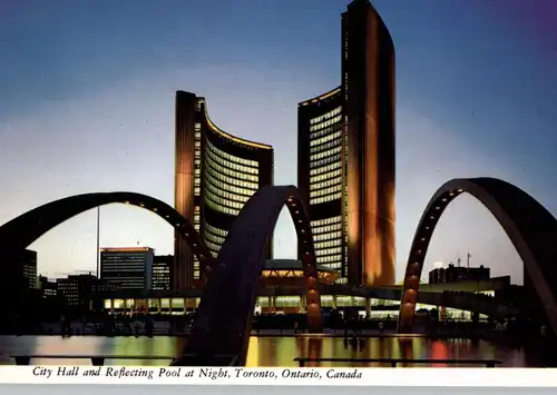 CANADA - TORONTO, City Hall & Reflecting Pool at night