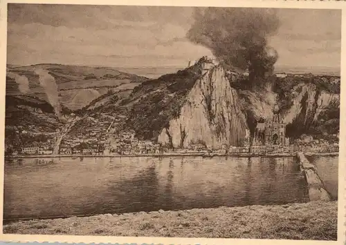 MILITÄR - 1.Weltkrieg, Dinant August 1914, Zerstörungen, Gemälde von Alfred Bastien