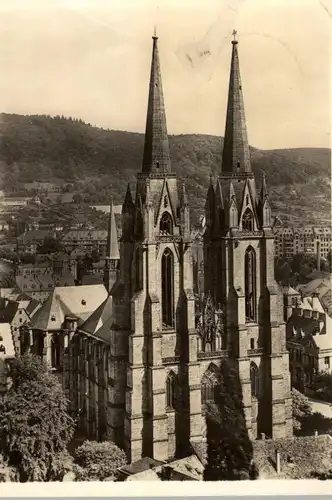 3550 MARBURG, Elisabethkirche, Aussenansicht, DKV Deutscher Kunst Verlag, kl. Druckstelle