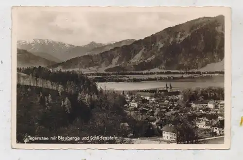 8180 TEGERNSEE, Blick über den Ort, See, Blauberge und Schildenstein, 1938