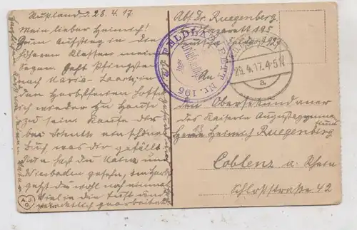PL 00-001 WARSZAWA / WARSCHAU, 1. Weltkrieg, Theaterplatz, Deutsche Feldpost , Lazarettstempel 1917