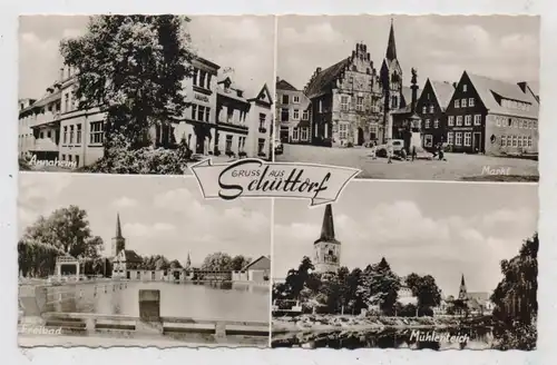 4443 SCHÜTTORF, Annaheim, Markt, Freibad, Mühlenteich, 2 versch. Stempel Nordhorn, aptiert - Postleitzahl