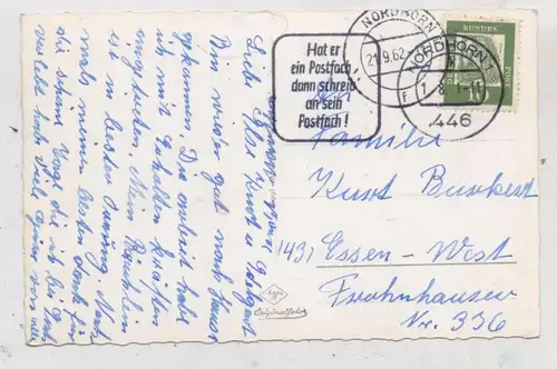 4443 SCHÜTTORF, Annaheim, Markt, Freibad, Mühlenteich, 2 versch. Stempel Nordhorn, aptiert - Postleitzahl