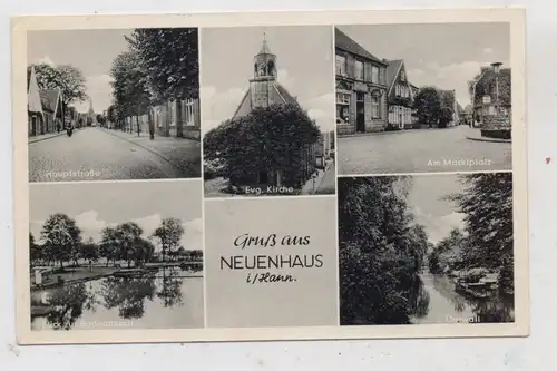 4459 UELSEN - NEUENHAUS, Hauptstrasse, Ev. Kirche, Badeanstalt, Oelwall, Marktplatz, 1960