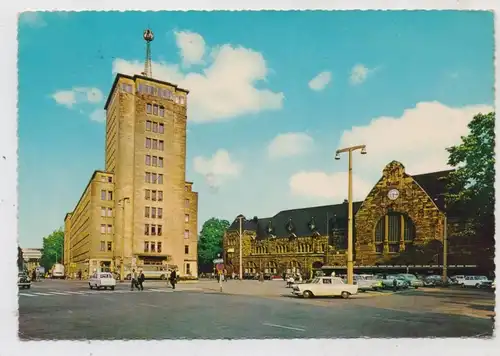 5100 AACHEN, Hauptbahnhof und Hochhaus mit Kugel, 60er Jahre