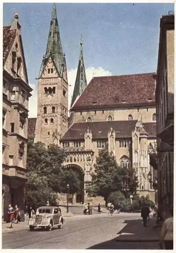 8900 AUGSBURG, Der Hohe Dom und Umgebung, OPEL OLYMPIA Cabrio