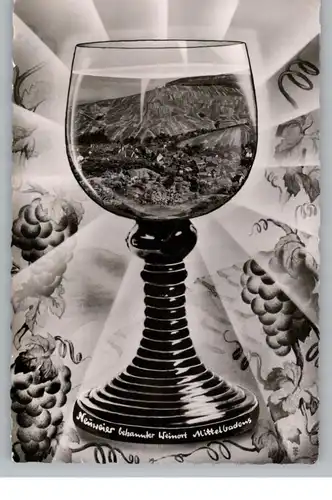 7570 BADEN - BADEN - NEUWEIER, Ortsansicht im Weinglas, 1957