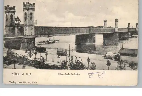 5000  KÖLN, Eisenbahnbrücke / Muusfall, (Hohenzollernbrücke) 1905, kl. Druckstelle