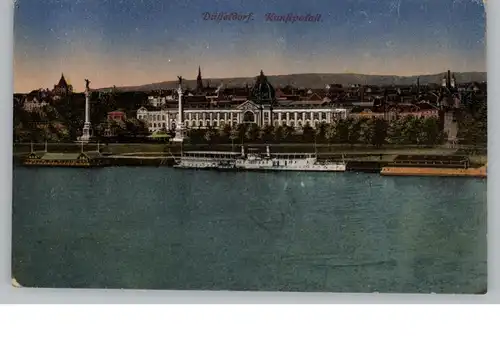 4000 DÜSSELDORF, Kunstpalast über den Rhein betrachtet, Rheindampfer, Rhein-Schwimmbäder, 20er jahre