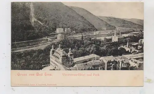 5427 BAD EMS, Viertürme Hotel und Park, ca. 1905