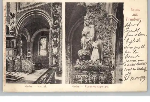 5400 KOBLENZ - ARENBERG, Kirche, Kanzel und Rosenkranzgruppe, 1901, Verlag Schaar & Dathe - Trier