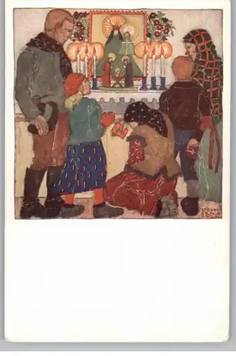 KÜNSTLER / Artist - Kunstklasse Prof. Cizek - Wien, "Bei der Weihnachtskrippe", Für das Jugendrotkreuz, Crip / Culla